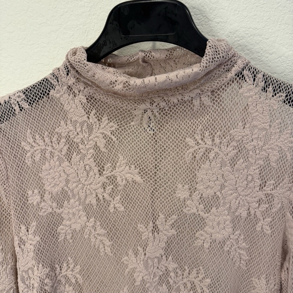 Free People Intimately Sweet Secrets Turtleneck pink Mesh Lace Large - Picture 2 of 8